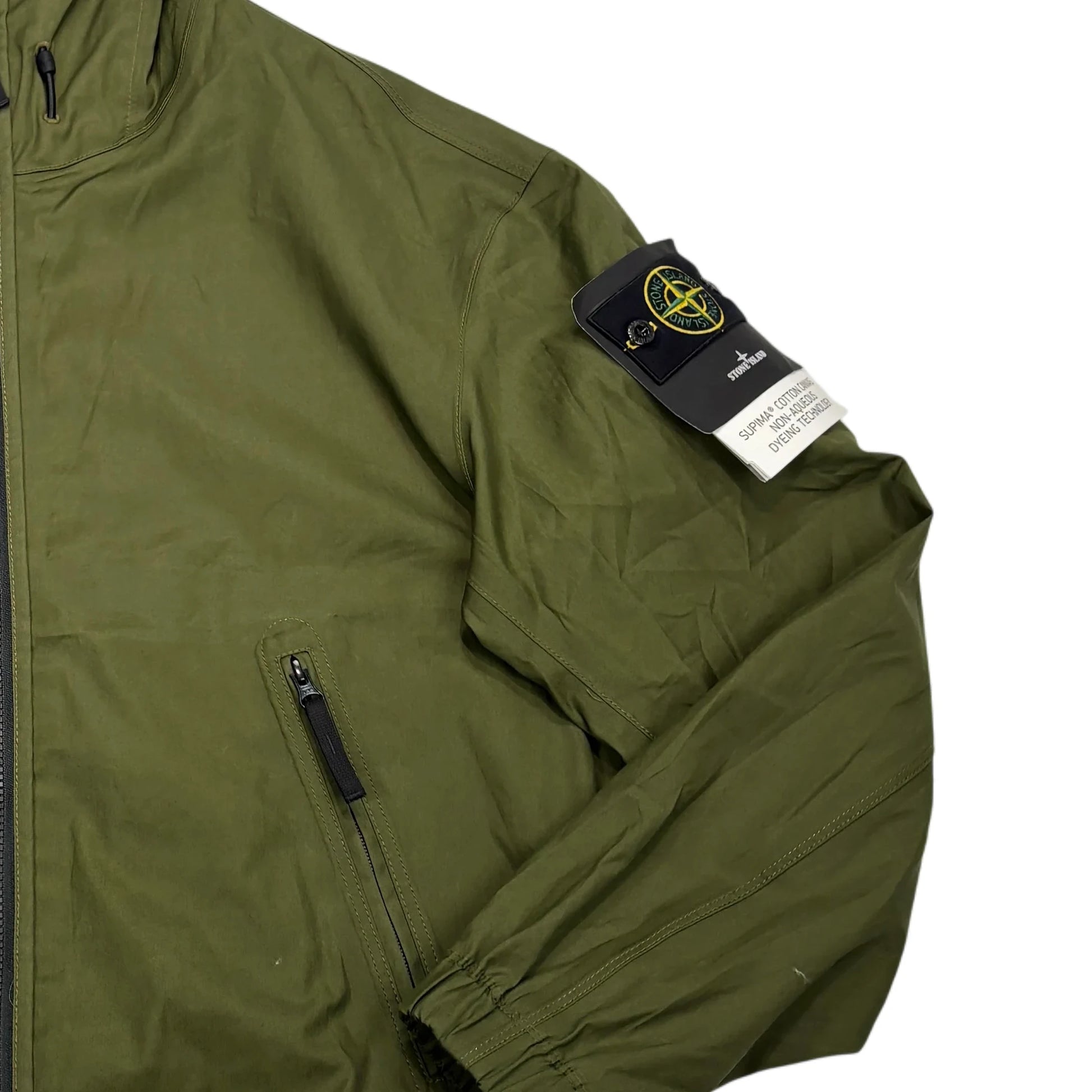 Stone Island Green Supima Cotton Canvas Non-Aqueous Dyeing Technology Jacket