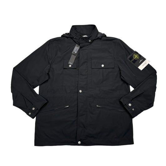 Stone Island Black Micro Twill with Hidden Hood Jacket