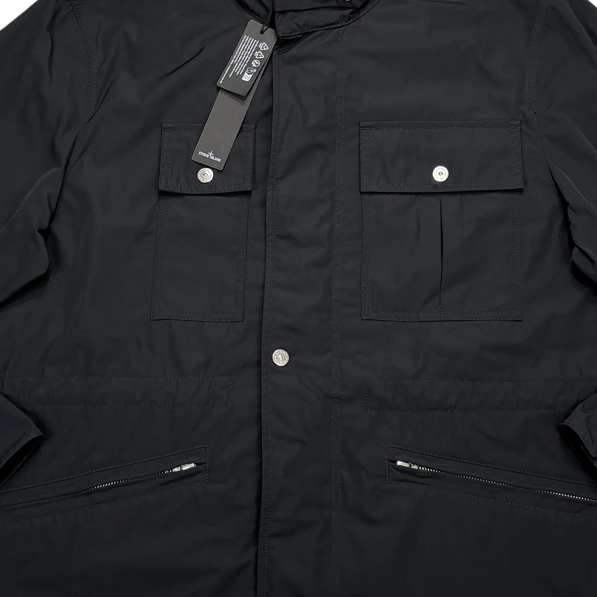 Stone Island Black Micro Twill with Hidden Hood Jacket