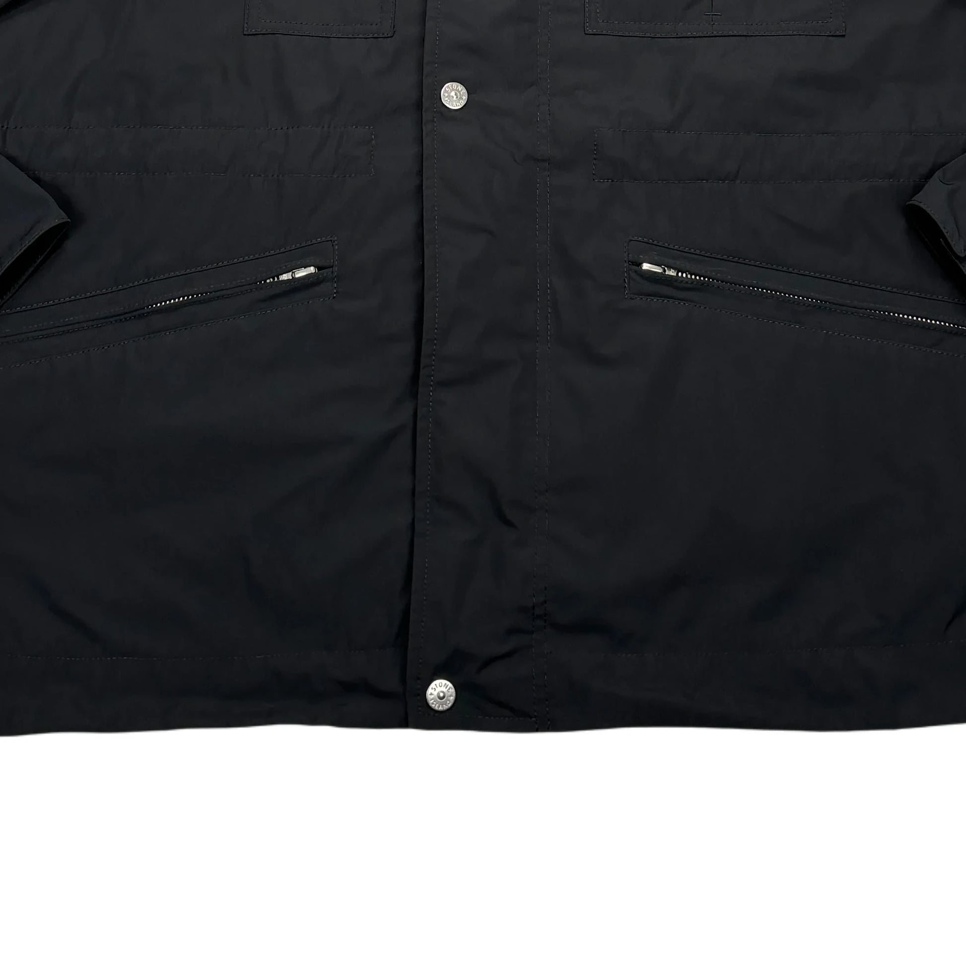 Stone Island Black Micro Twill with Hidden Hood Jacket