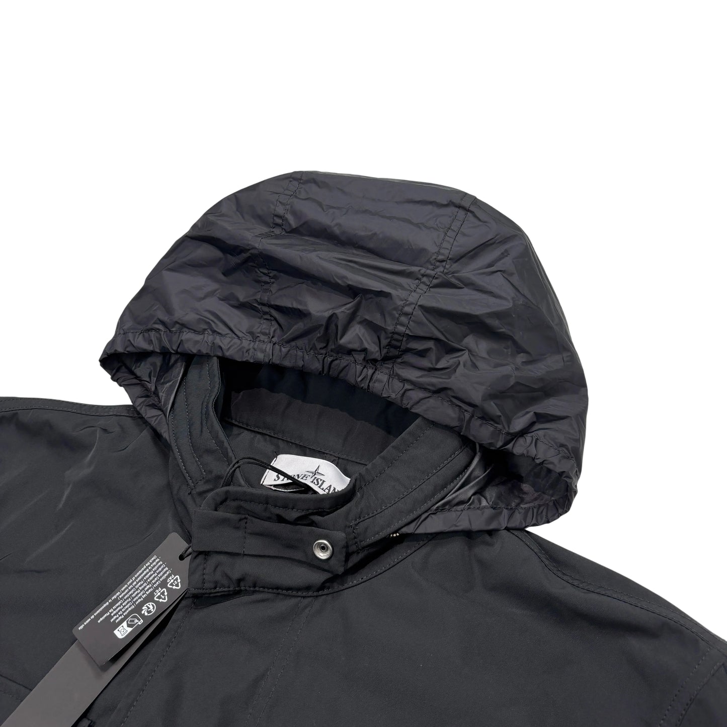 Stone Island Black Micro Twill with Hidden Hood Jacket