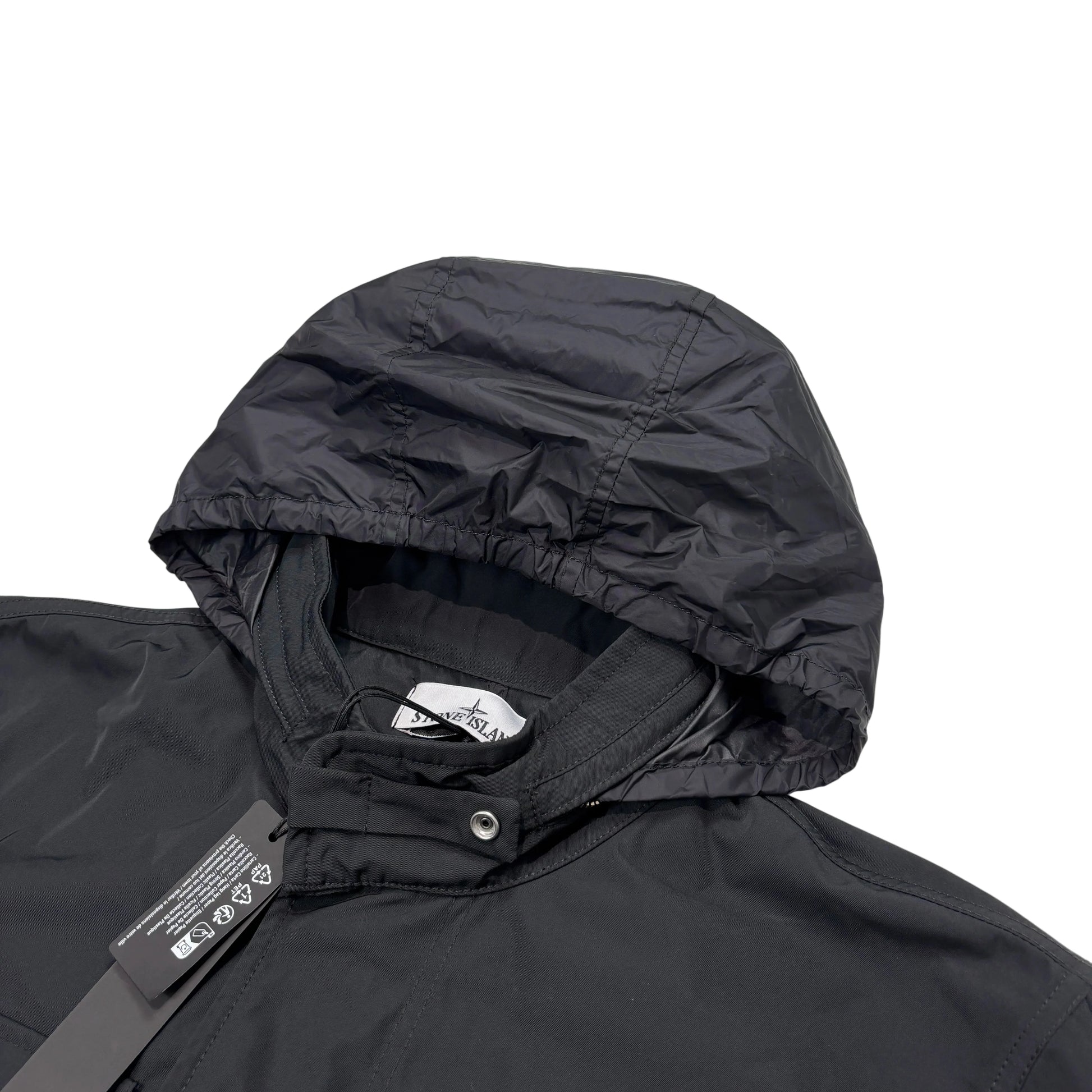 Stone Island Black Micro Twill with Hidden Hood Jacket