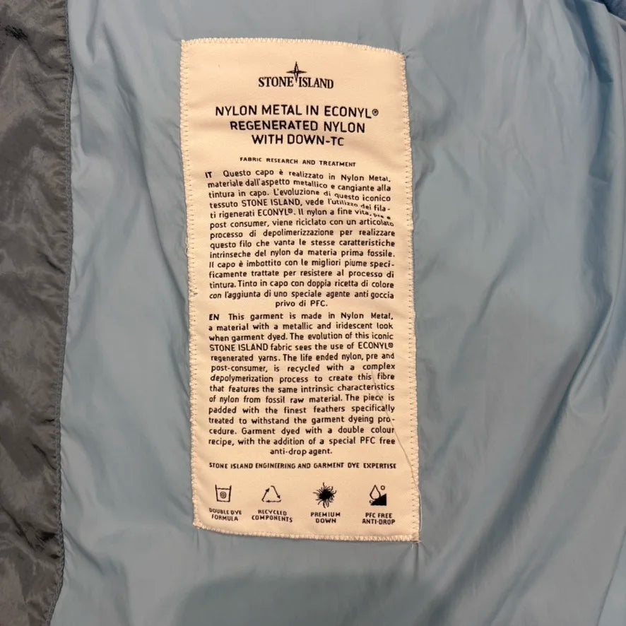 Stone Island Blue Nylon Metal in Econyl Regenerated Nylon with Down-Tc Jacket