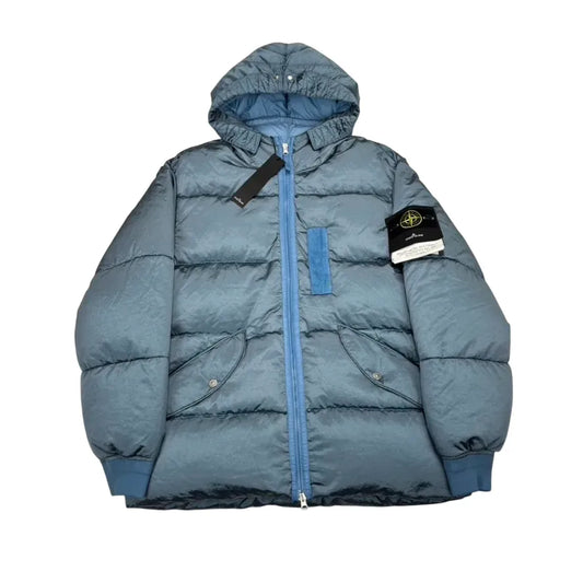 Stone Island Blue Nylon Metal in Econyl Regenerated Nylon with Down-Tc Jacket