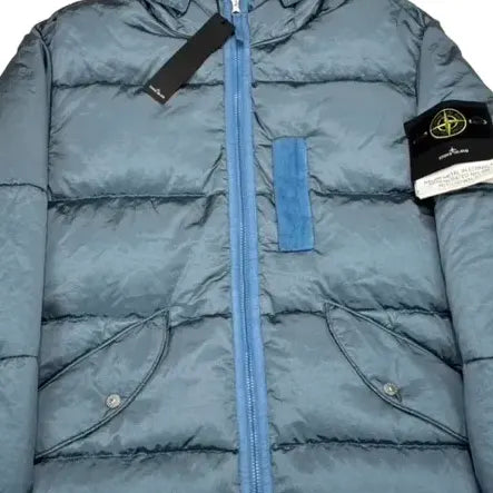 Stone Island Blue Nylon Metal in Econyl Regenerated Nylon with Down-Tc Jacket