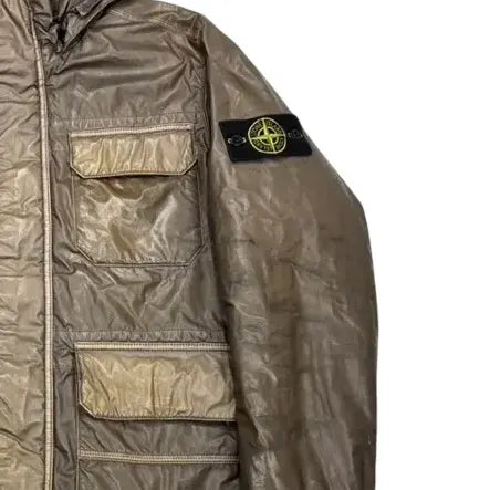 Stone Island Brown Mussola Gommata Hooded Jacket