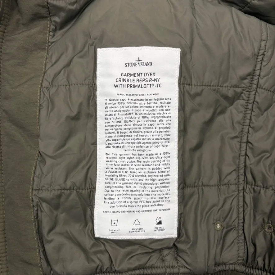 Stone Island Green Garment Dyed Crinkle Reps R-NY with Primaloft-TC Jacket