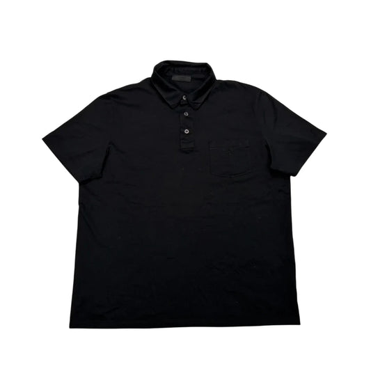 Prada Black Embroidered Logo Polo Shirt