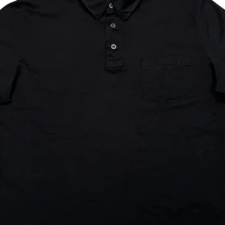 Prada Black Embroidered Logo Polo Shirt