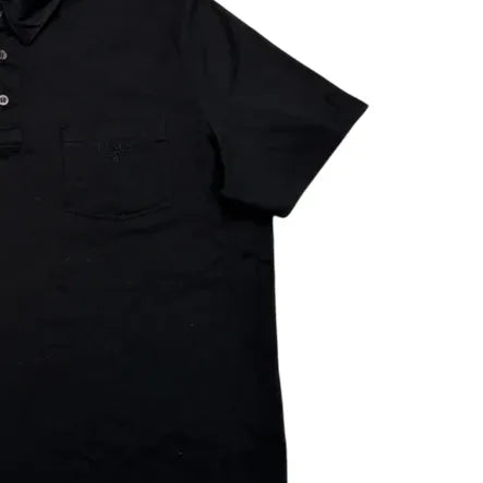 Prada Black Embroidered Logo Polo Shirt