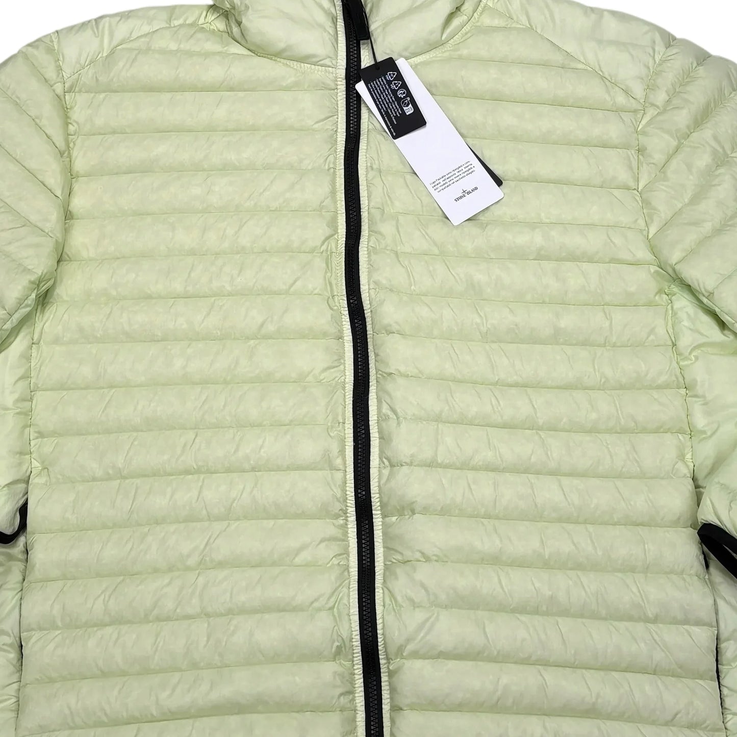 Stone Island Light Green Loom Woven Chambers R-Nylon Down-TC Green Hooded Puffer Jacket