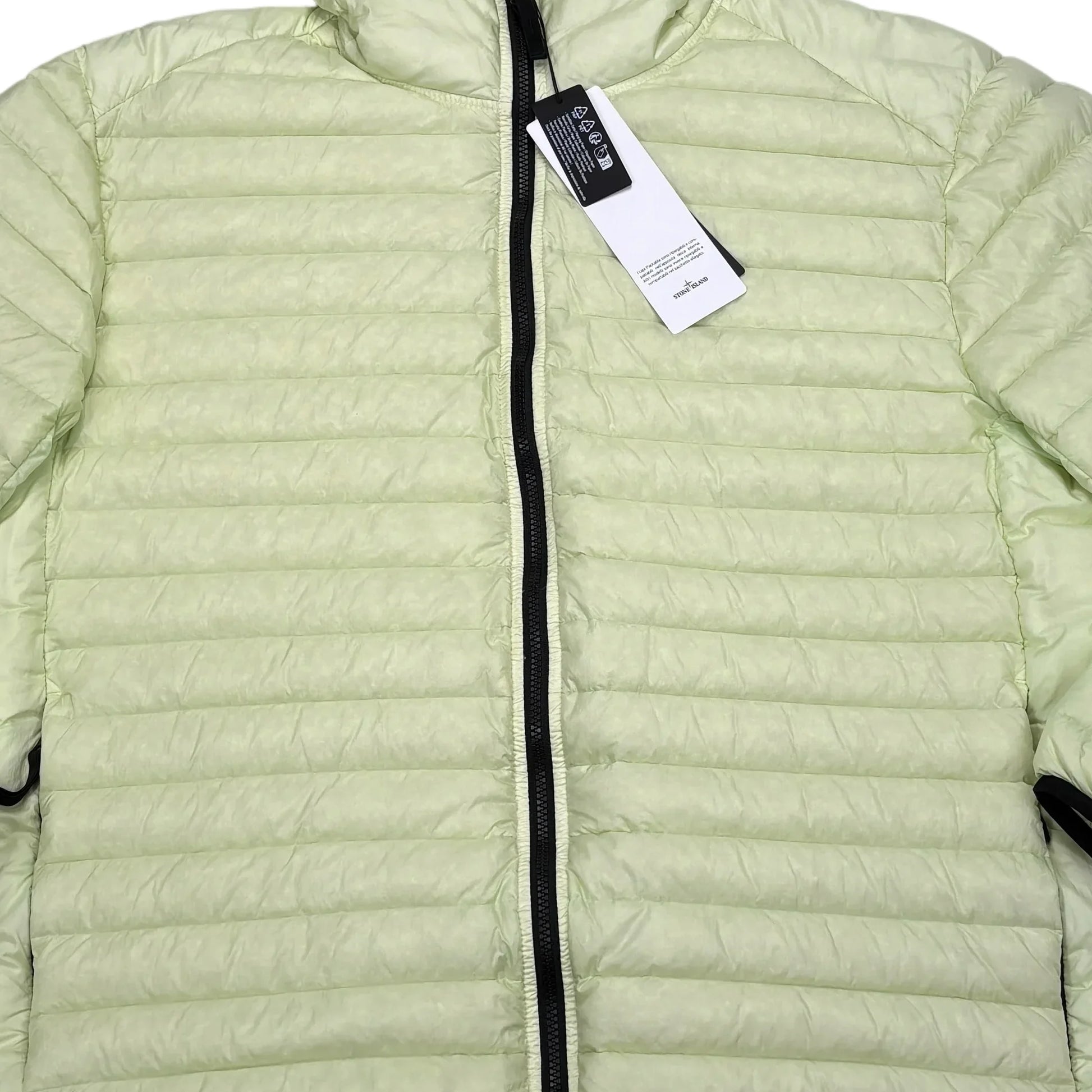 Stone Island Light Green Loom Woven Chambers R-Nylon Down-TC Green Hooded Puffer Jacket