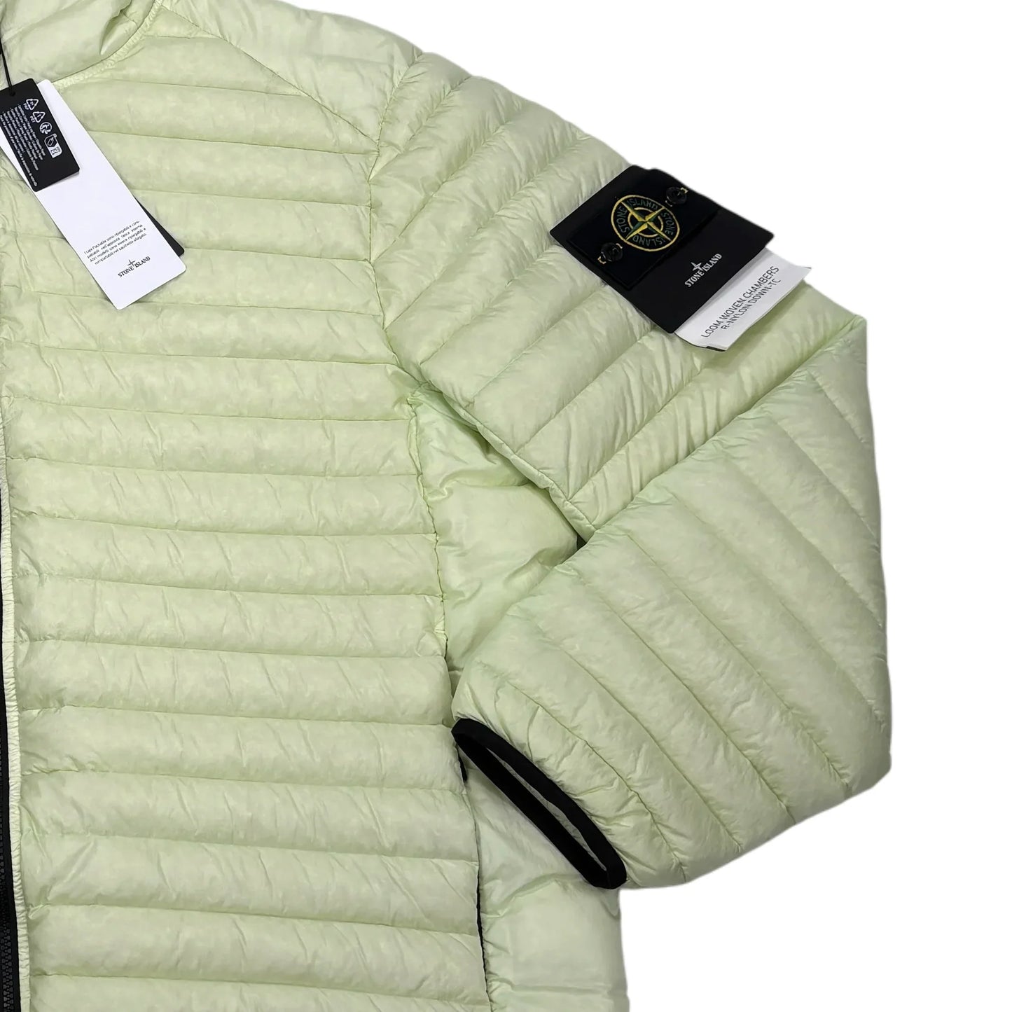 Stone Island Light Green Loom Woven Chambers R-Nylon Down-TC Green Hooded Puffer Jacket