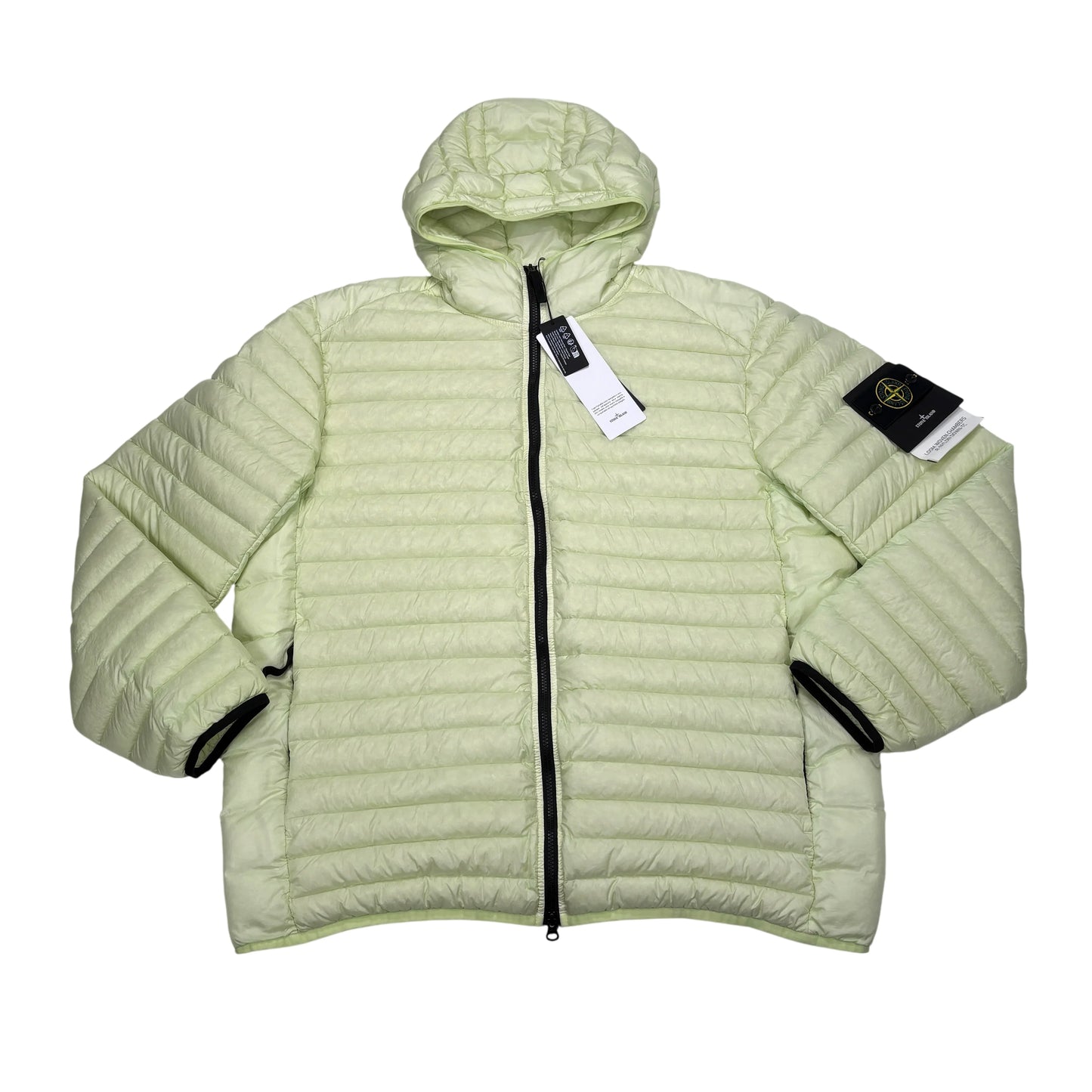 Stone Island Light Green Loom Woven Chambers R-Nylon Down-TC Green Hooded Puffer Jacket
