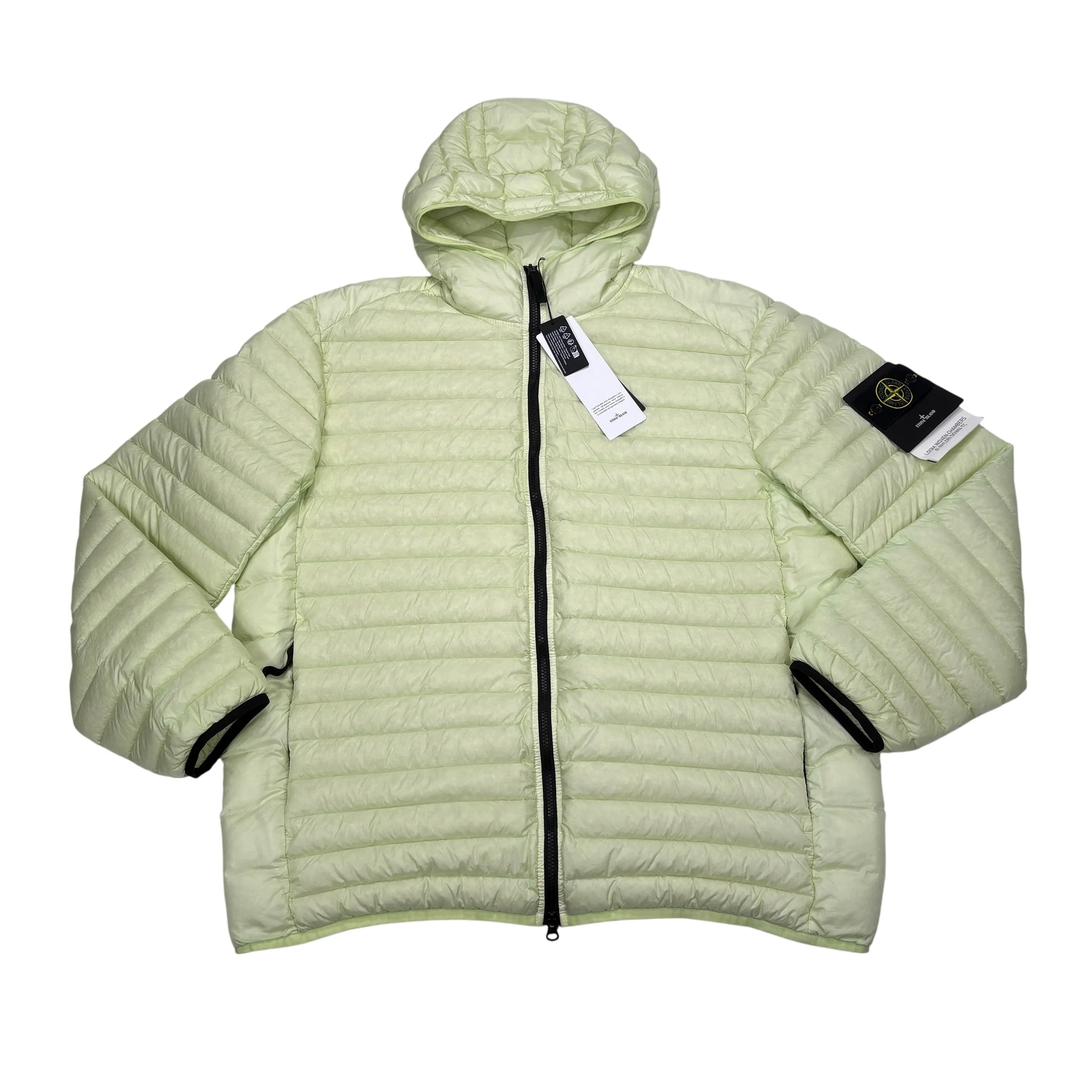 Stone Island Light Green Loom Woven Chambers R-Nylon Down-TC Green Hooded Puffer Jacket