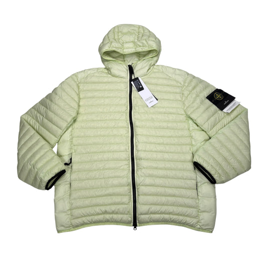 Stone Island Light Green Loom Woven Chambers R-Nylon Down-TC Green Hooded Puffer Jacket