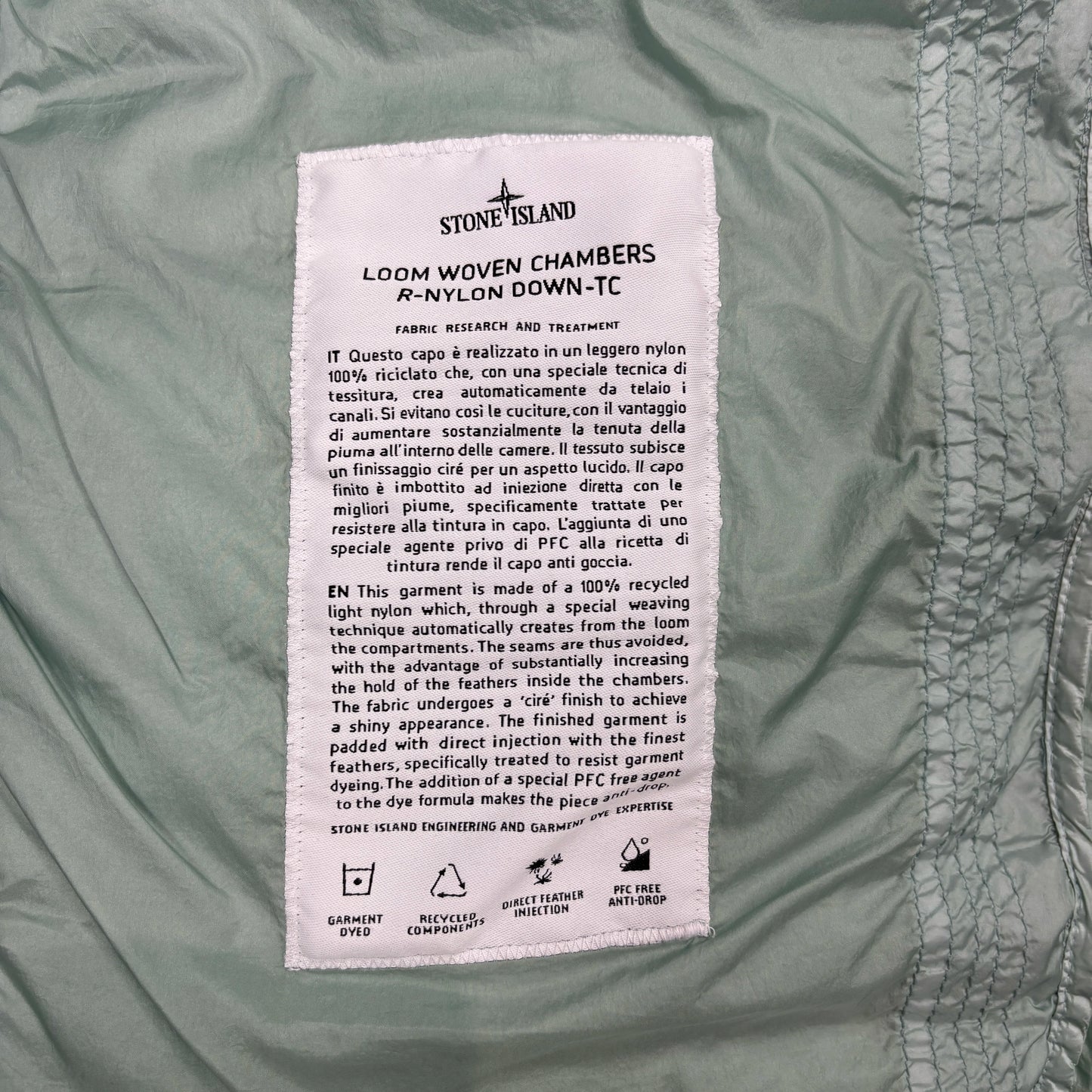 Stone Island Light Blue Loom Woven Chambers R-Nylon Down-TC Puffer Jacket