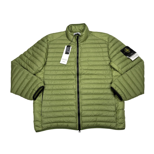 Stone Island Green Loom Woven Chambers R-Nylon Down-TC Hoodless Puffer Jacket