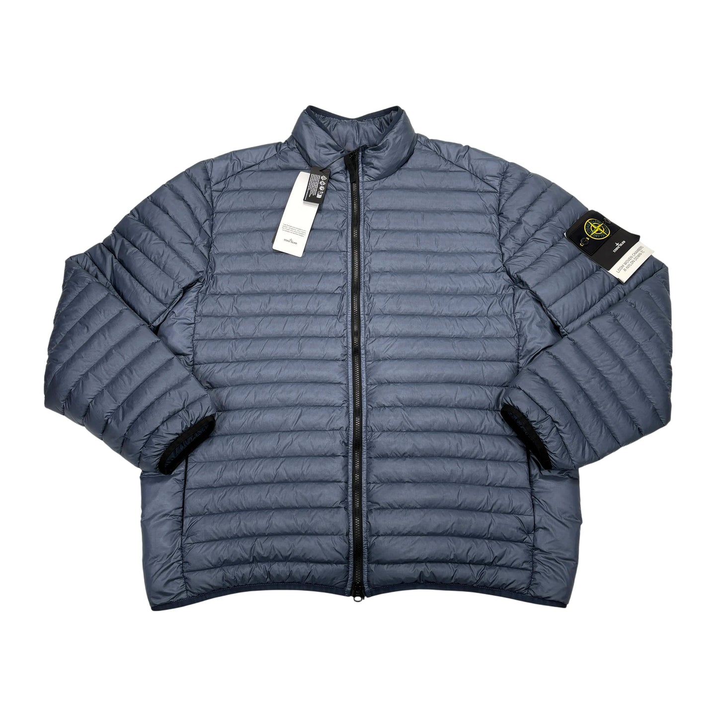 Stone Island Blue Loom Woven Chambers R-Nylon Down-TC Hoodless Puffer Jacket