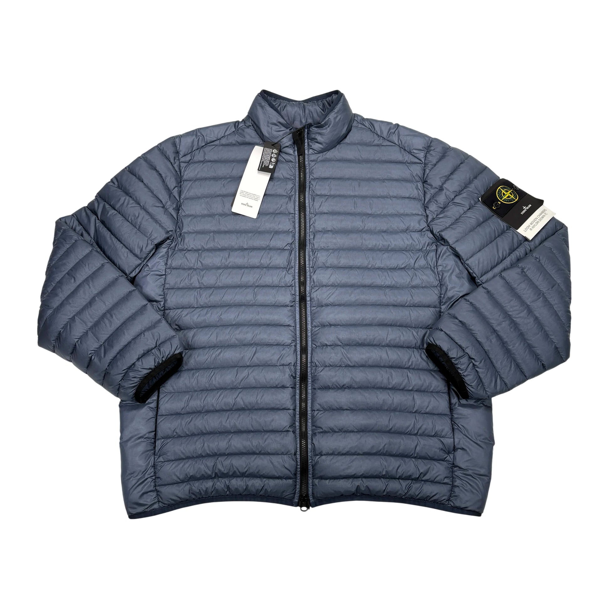 Stone Island Blue Loom Woven Chambers R-Nylon Down-TC Hoodless Puffer Jacket