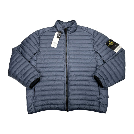 Stone Island Blue Loom Woven Chambers R-Nylon Down-TC Hoodless Puffer Jacket