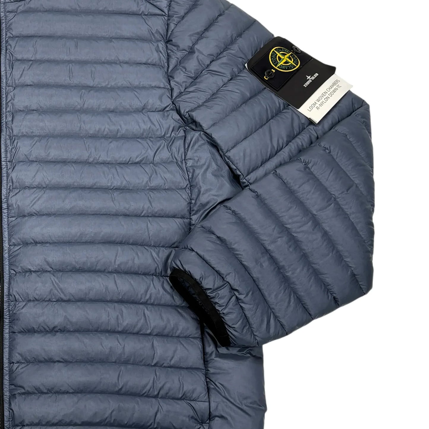 Stone Island Blue Loom Woven Chambers R-Nylon Down-TC Hoodless Puffer Jacket