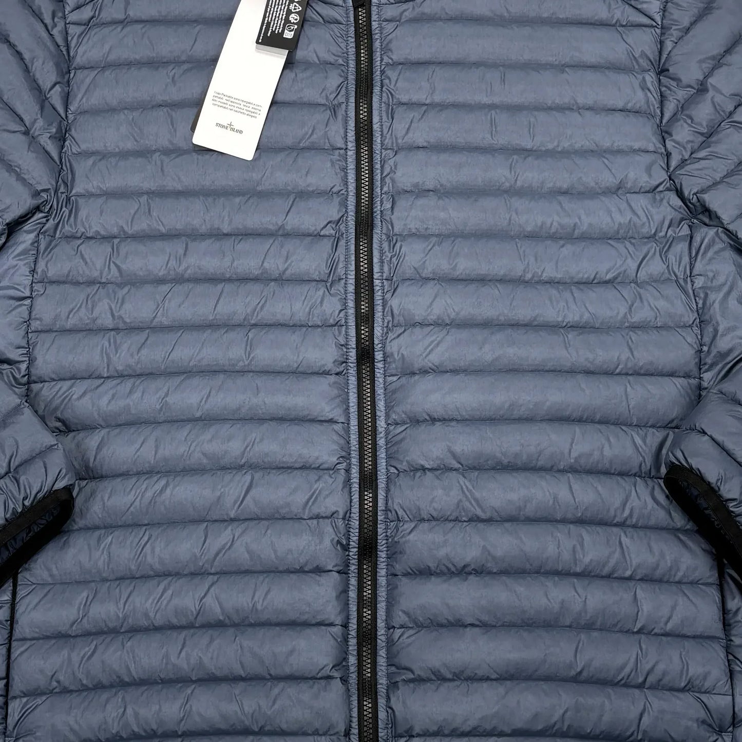 Stone Island Blue Loom Woven Chambers R-Nylon Down-TC Hoodless Puffer Jacket