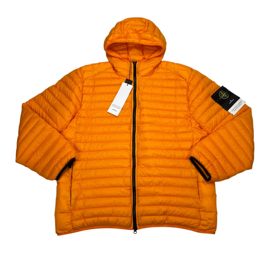 Stone Island Orange Loom Woven Chambers R-Nylon Down-TC Hooded Down Puffer Jacket