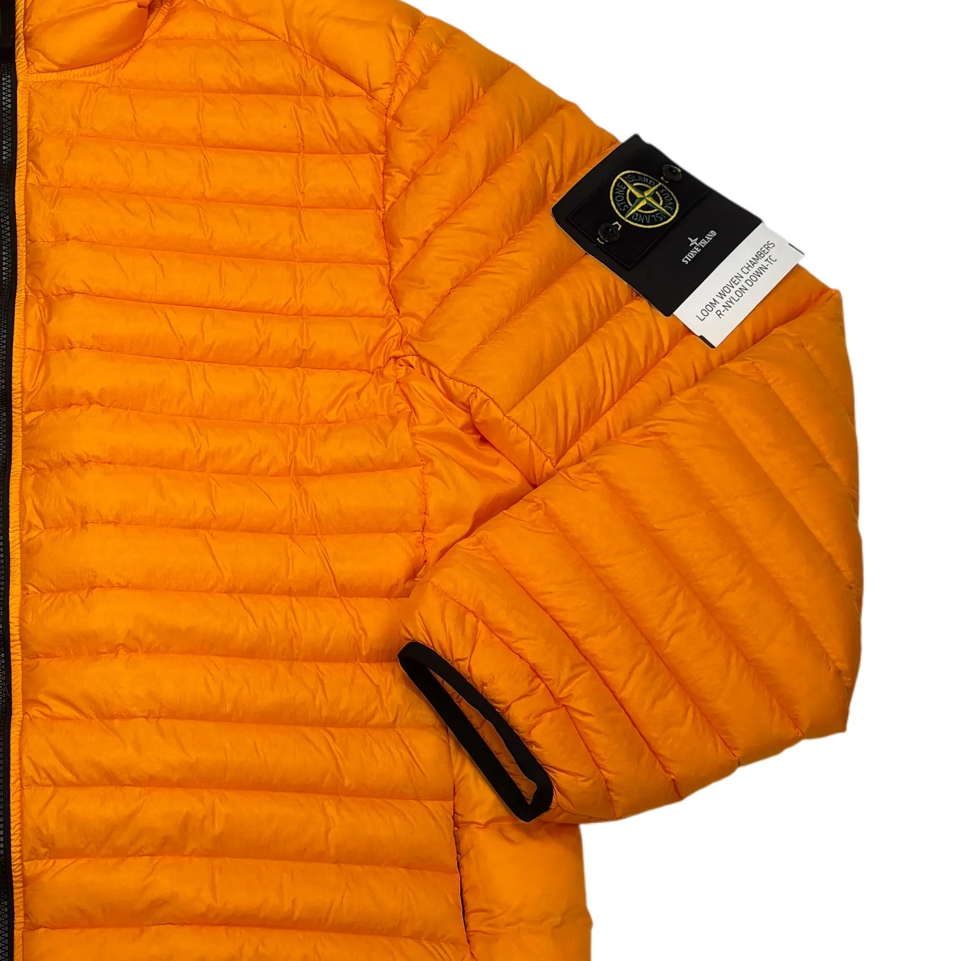 Stone Island Orange Loom Woven Chambers R-Nylon Down-TC Hooded Down Puffer Jacket
