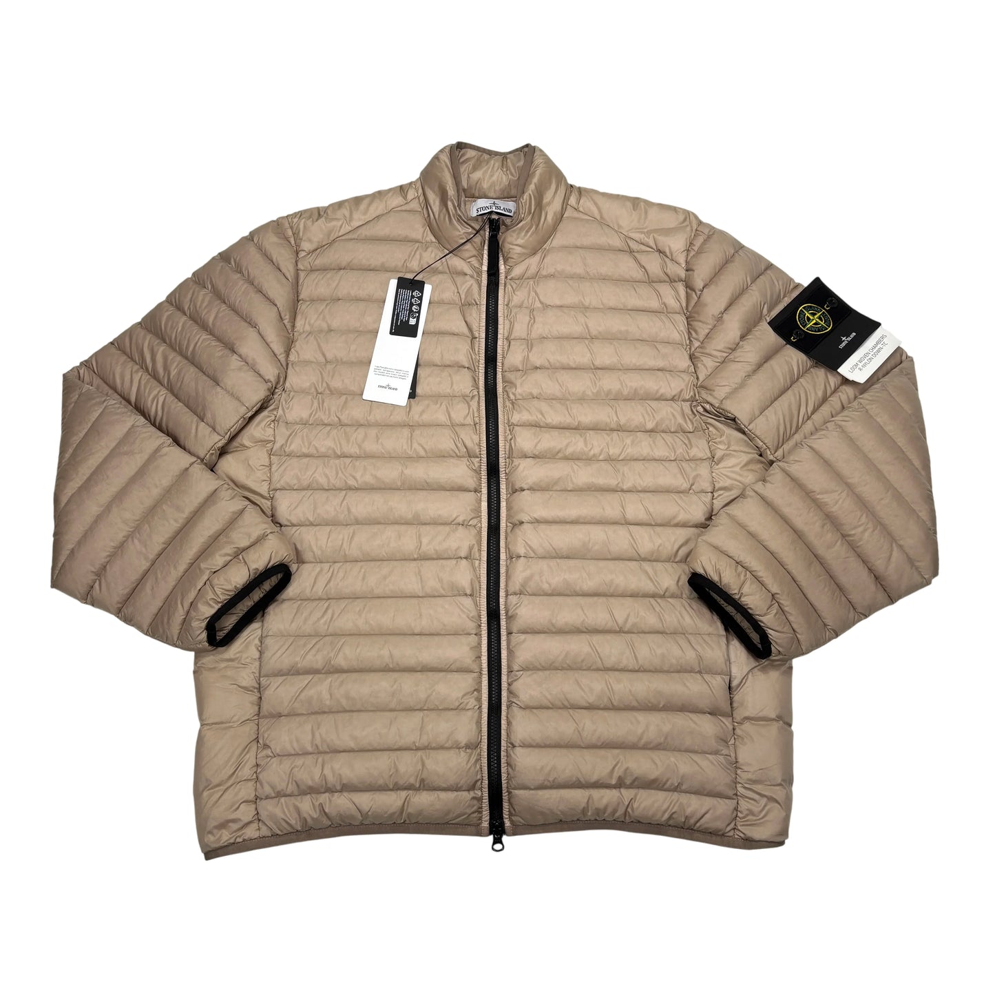 Stone Island Sand Loom Woven Chambers R-Nylon Down-TC Hoodless Puffer Jacket