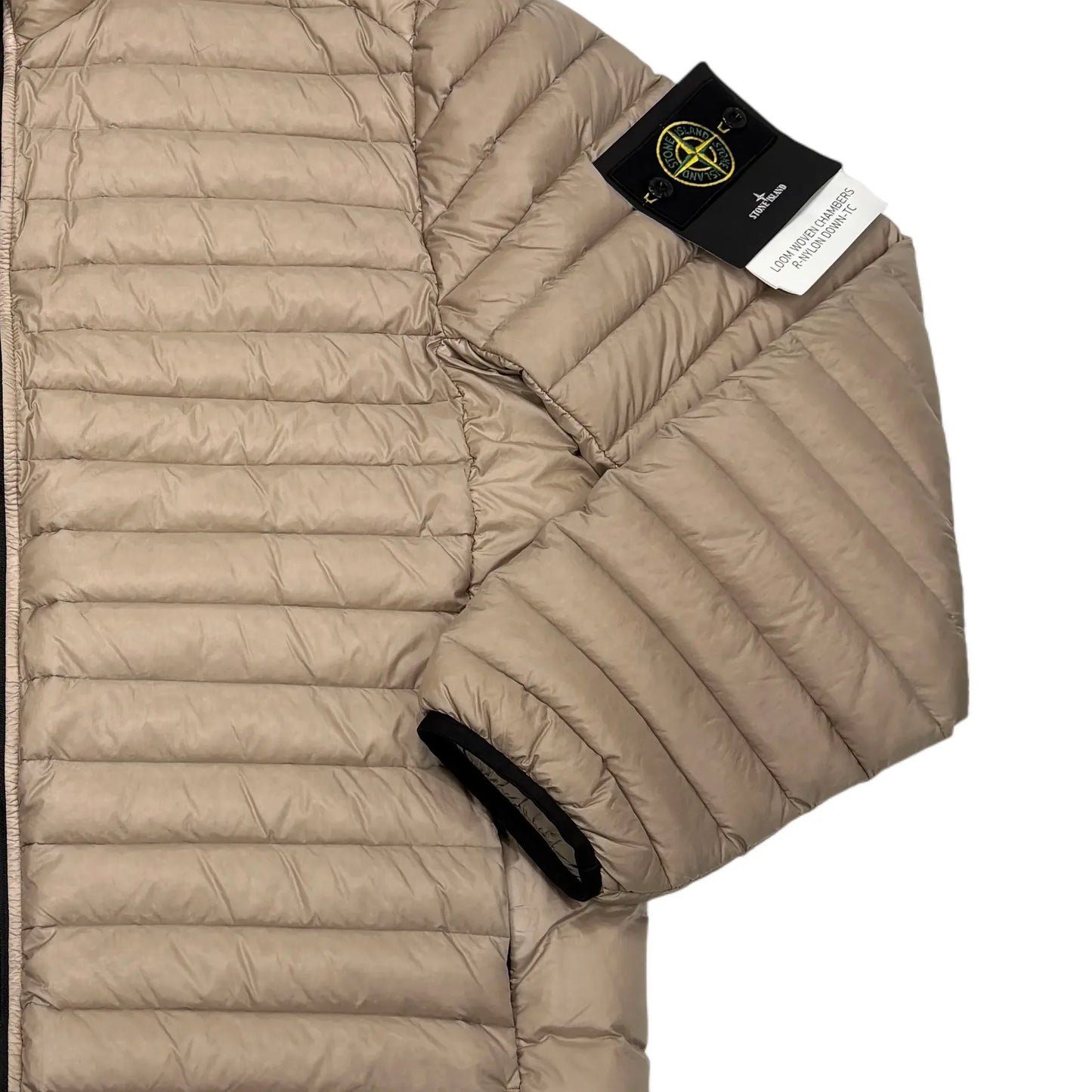Stone Island Sand Loom Woven Chambers R-Nylon Down-TC Hoodless Puffer Jacket