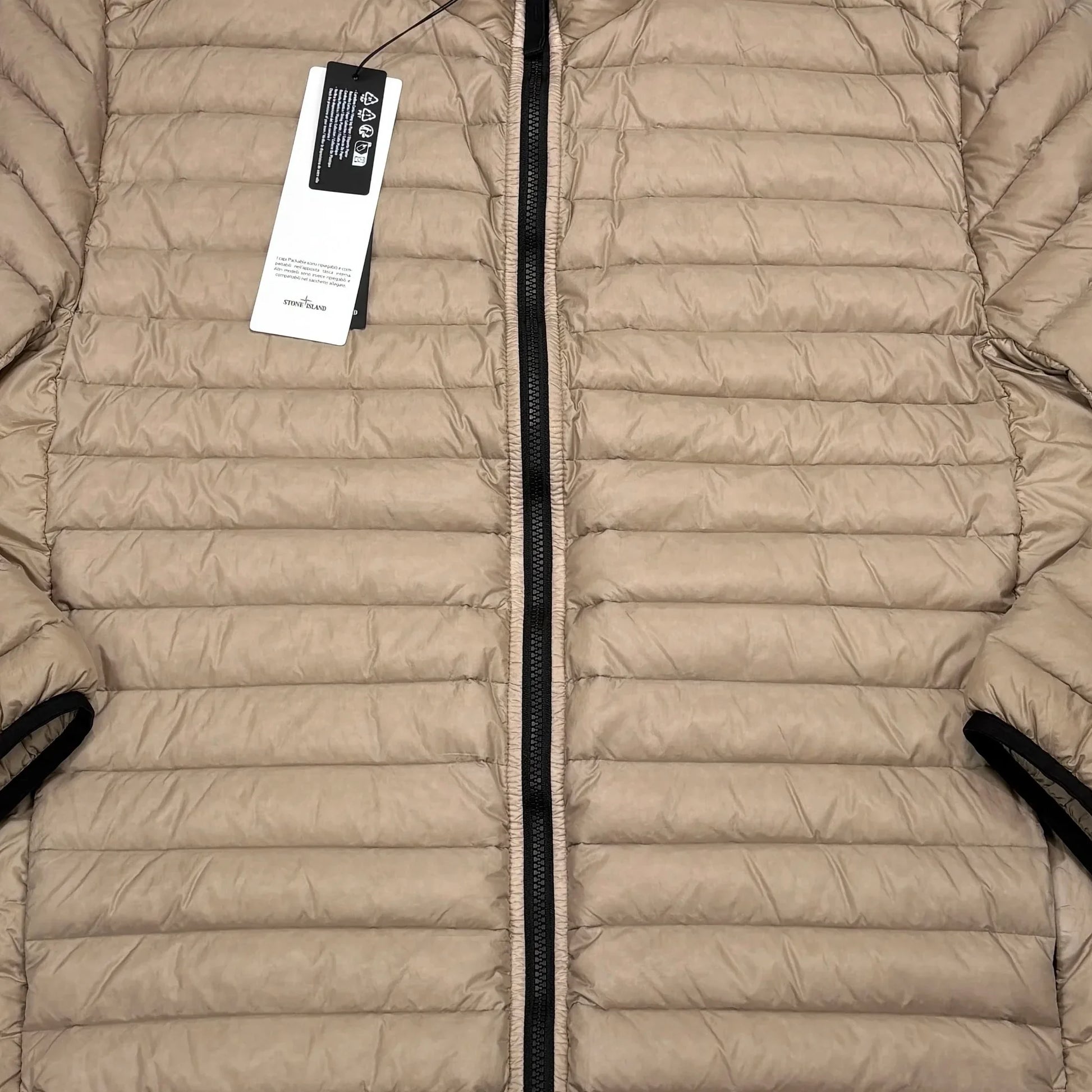 Stone Island Sand Loom Woven Chambers R-Nylon Down-TC Hoodless Puffer Jacket