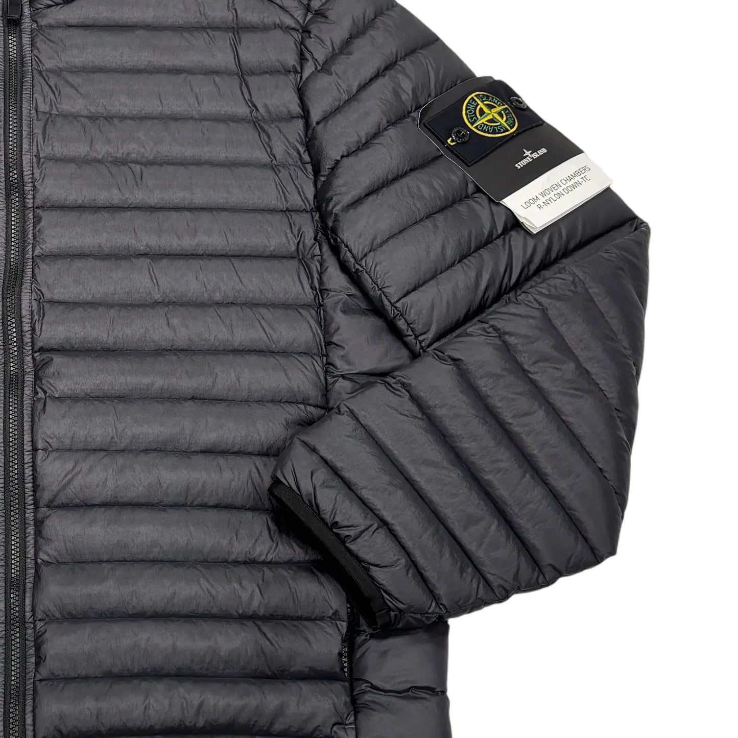 Stone Island Black Loom Woven Chambers R-Nylon Down-TC Hoodless Jacket