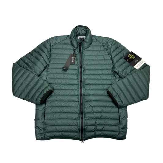 Stone Island Dark Green Loom Woven Chambers R-Nylon Down-TC Hoodless Puffer Jacket
