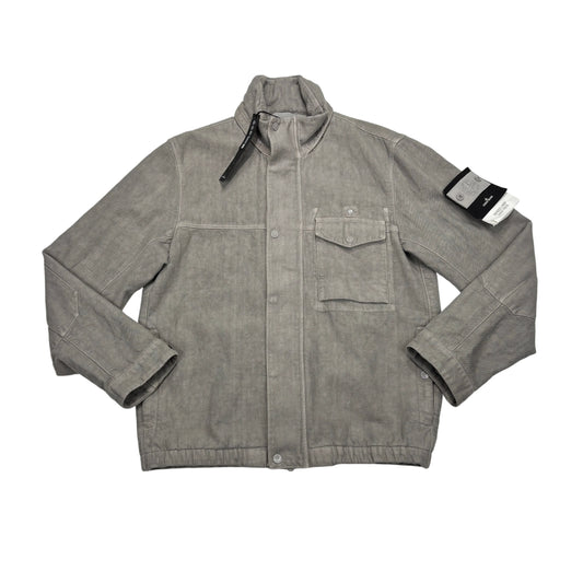 Stone Island Grey Compass Patch Bonded Linen Ghost Piece Jacket