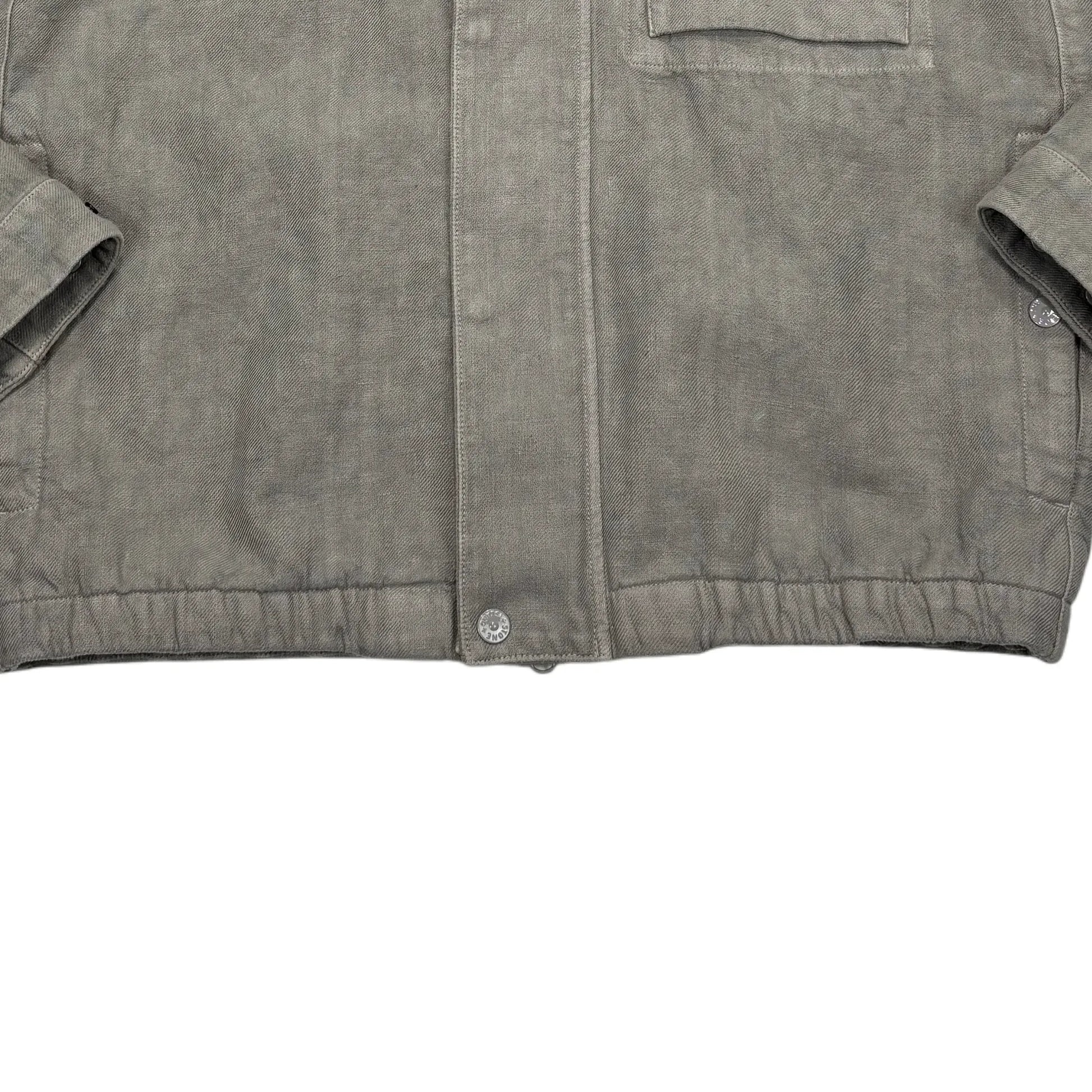 Stone Island Grey Compass Patch Bonded Linen Ghost Piece Jacket