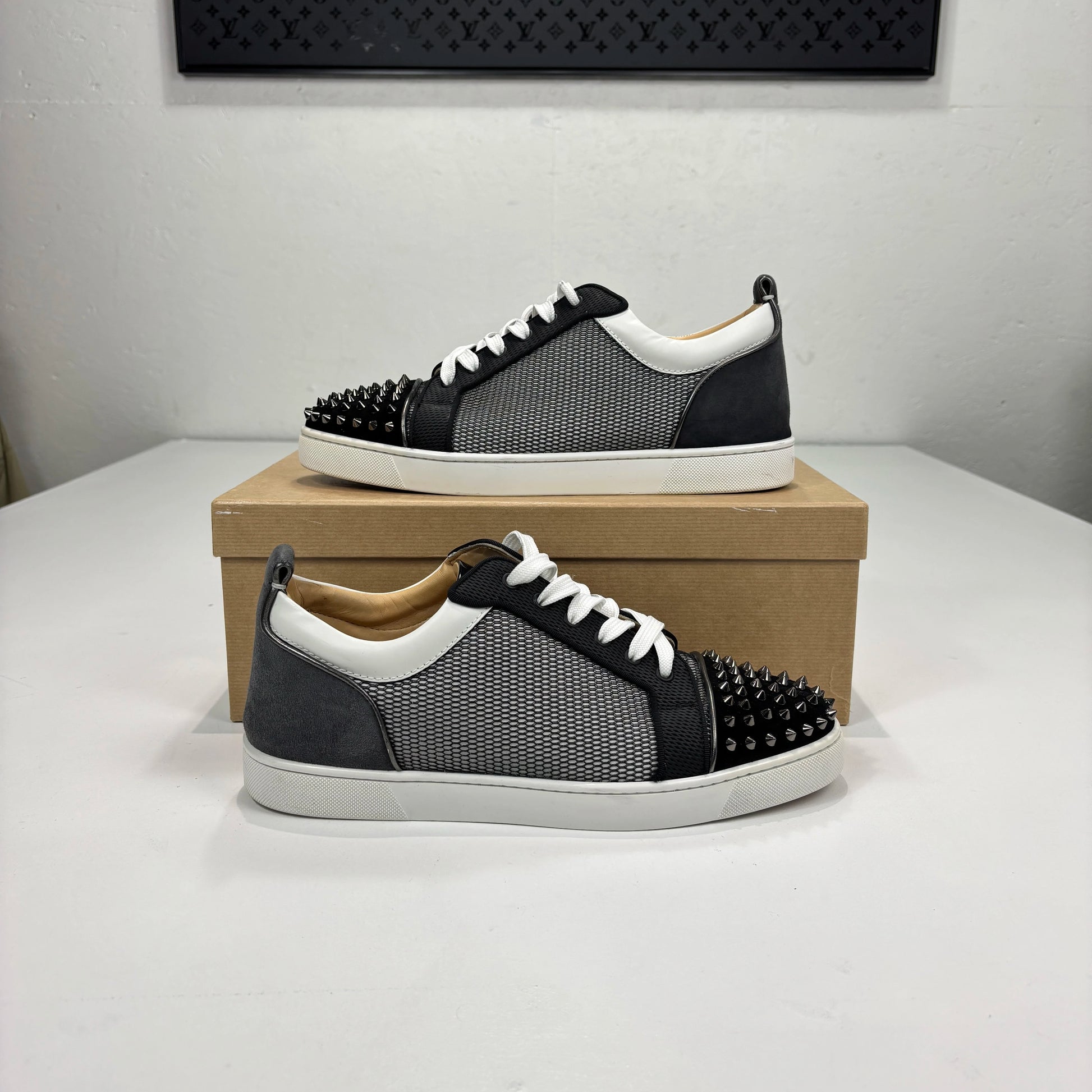 Christian Louboutin Black Spiked with Mesh Trainers