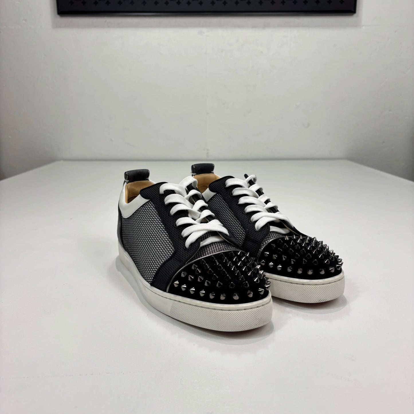 Christian Louboutin Black Spiked with Mesh Trainers