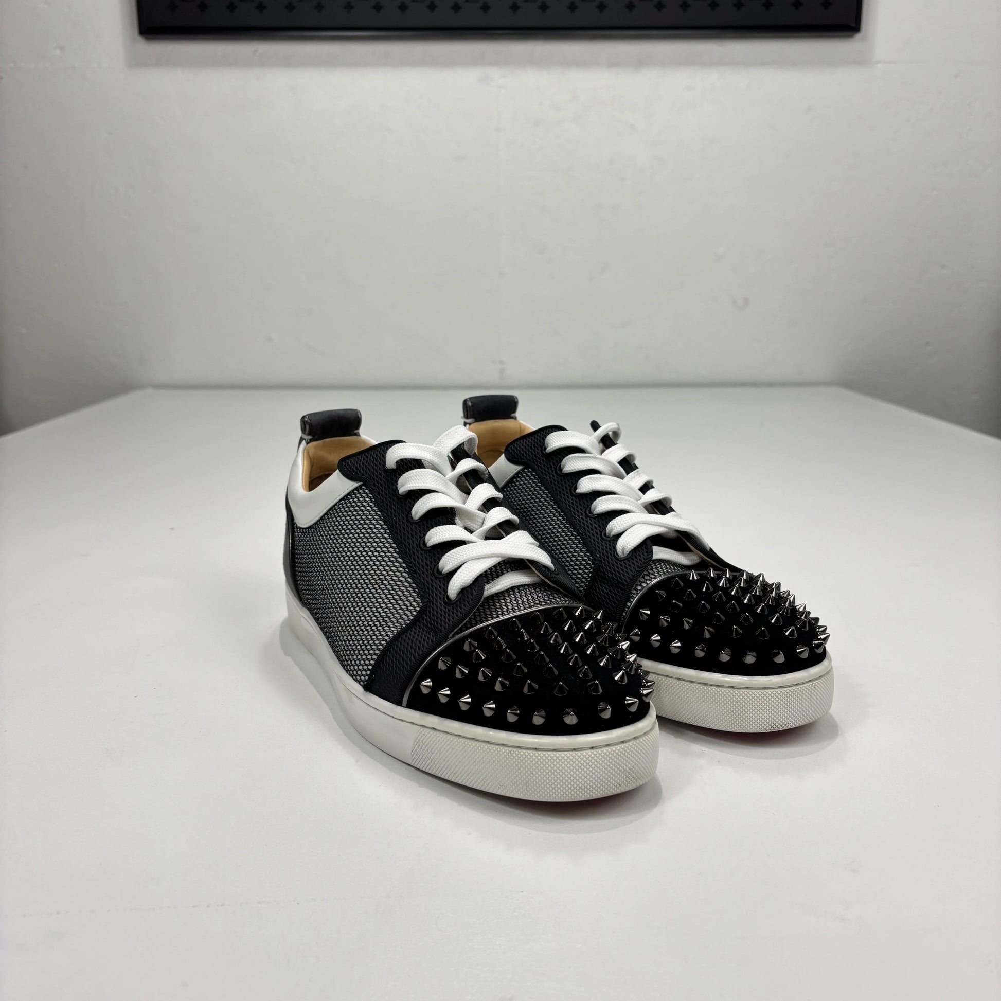 Christian Louboutin Black Spiked with Mesh Trainers