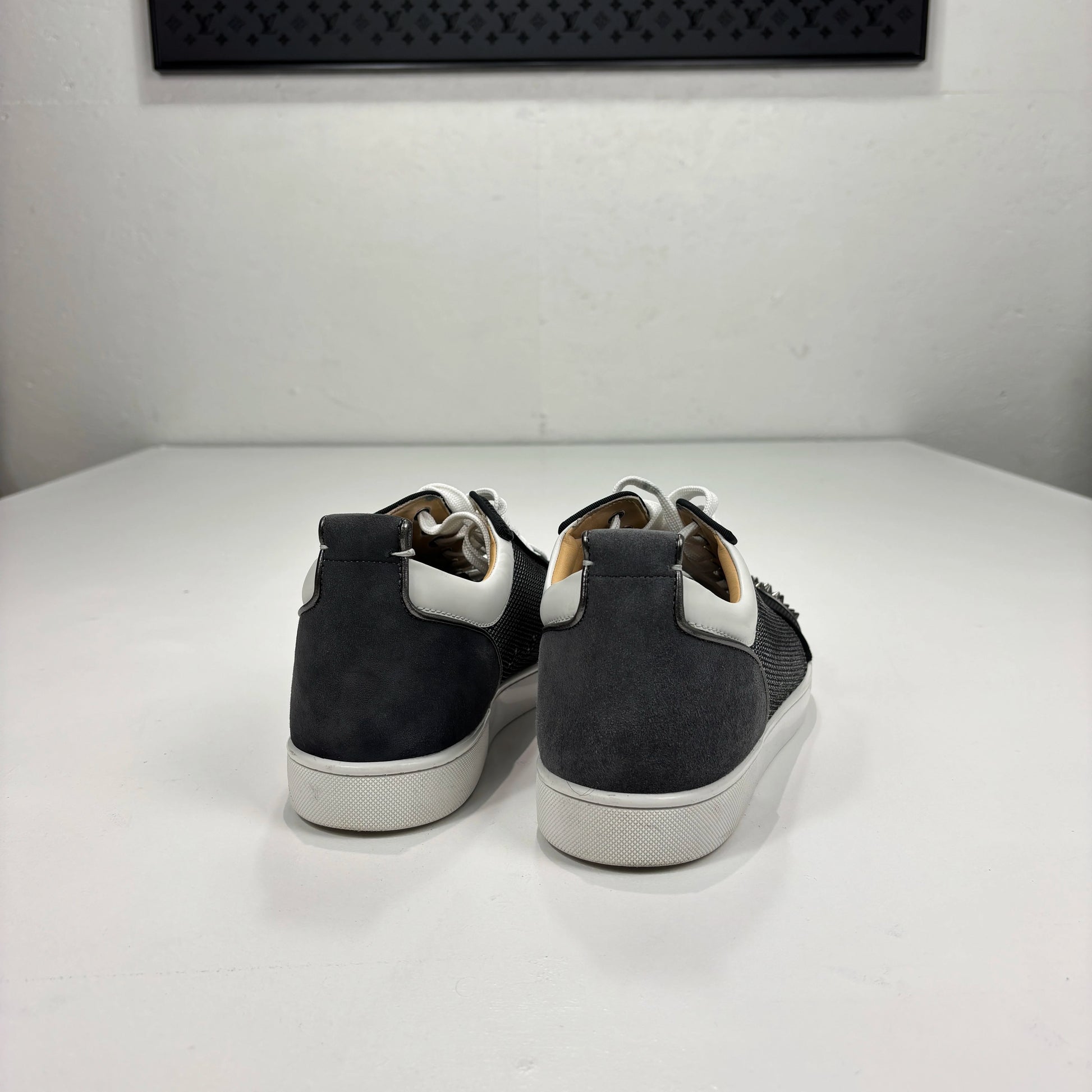 Christian Louboutin Black Spiked with Mesh Trainers