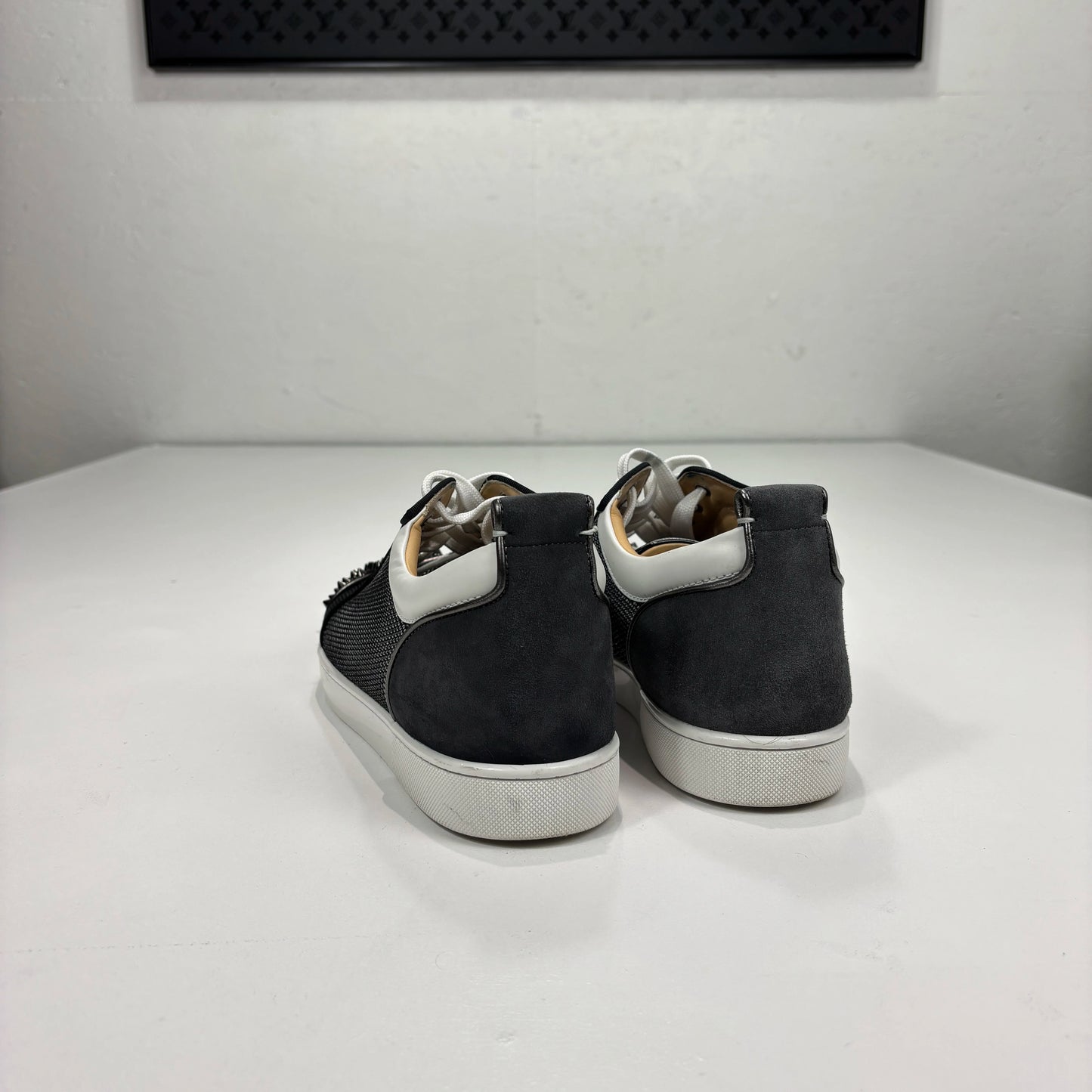 Christian Louboutin Black Spiked with Mesh Trainers