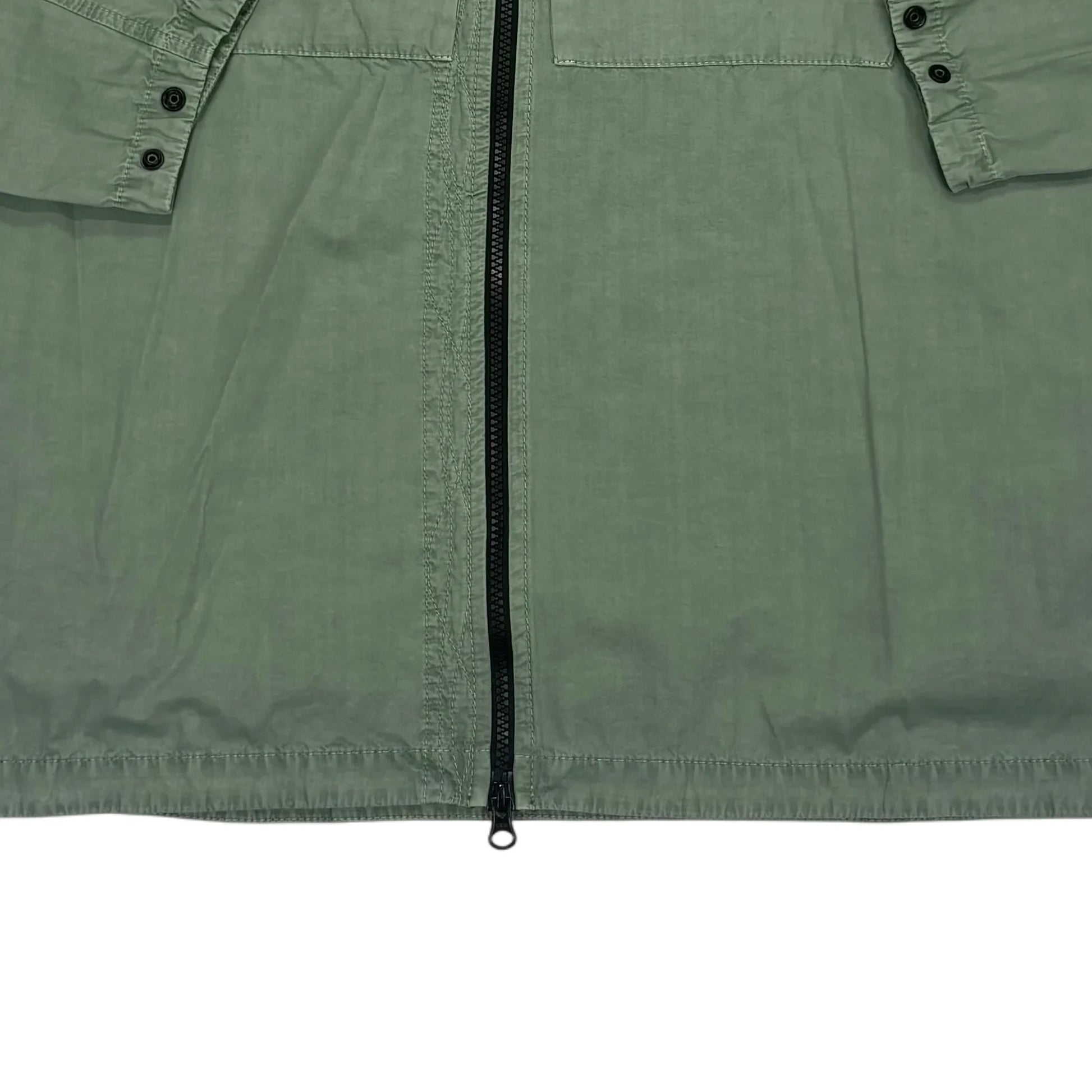 Stone Island Green Brushed Cotton Compass-Patch Overshirt Jacket