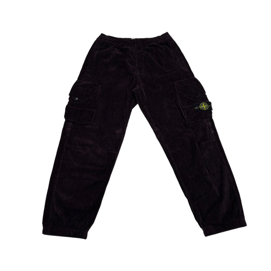 Stone Island Navy Blue Corduroy Cargo Trousers