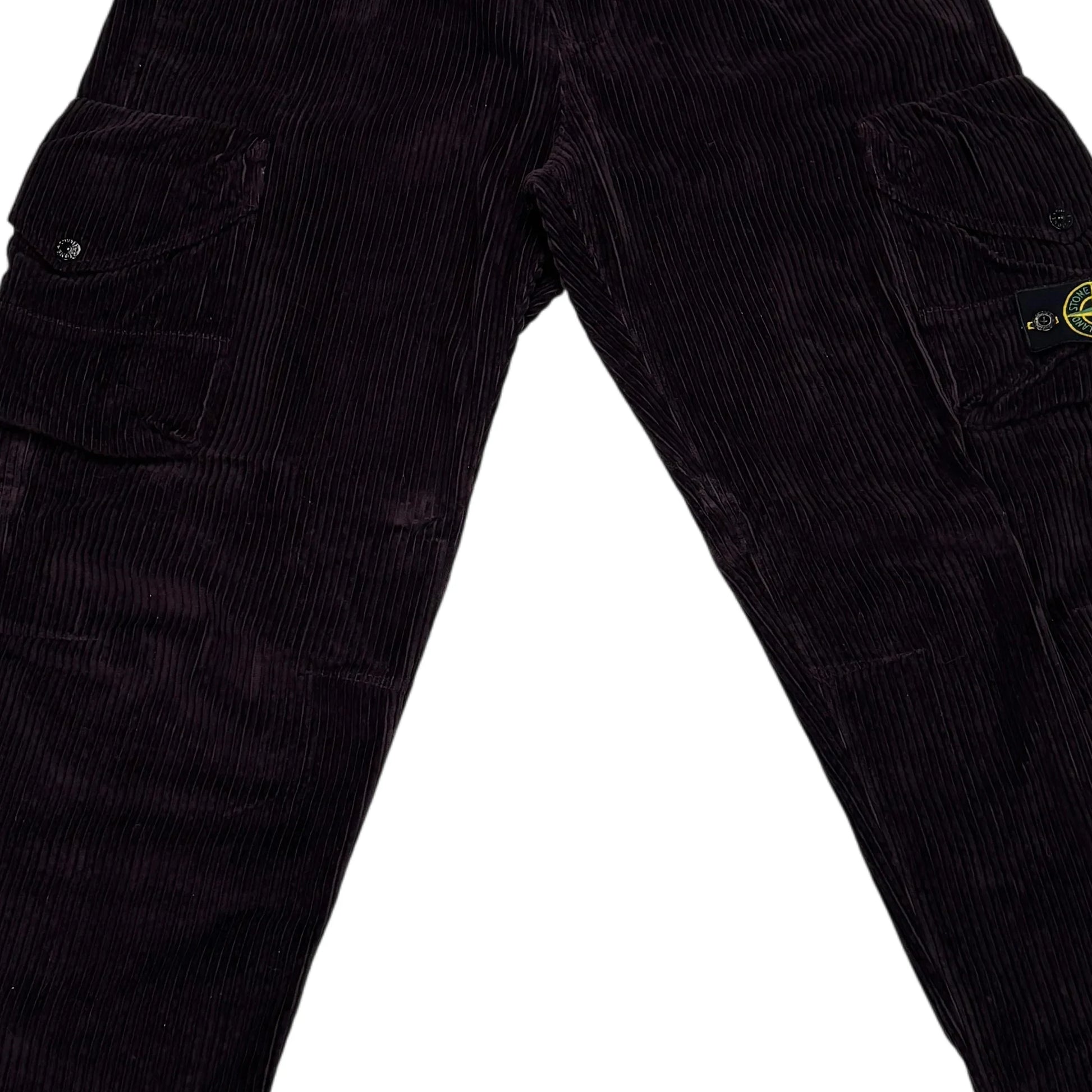 Stone Island Navy Blue Corduroy Cargo Trousers