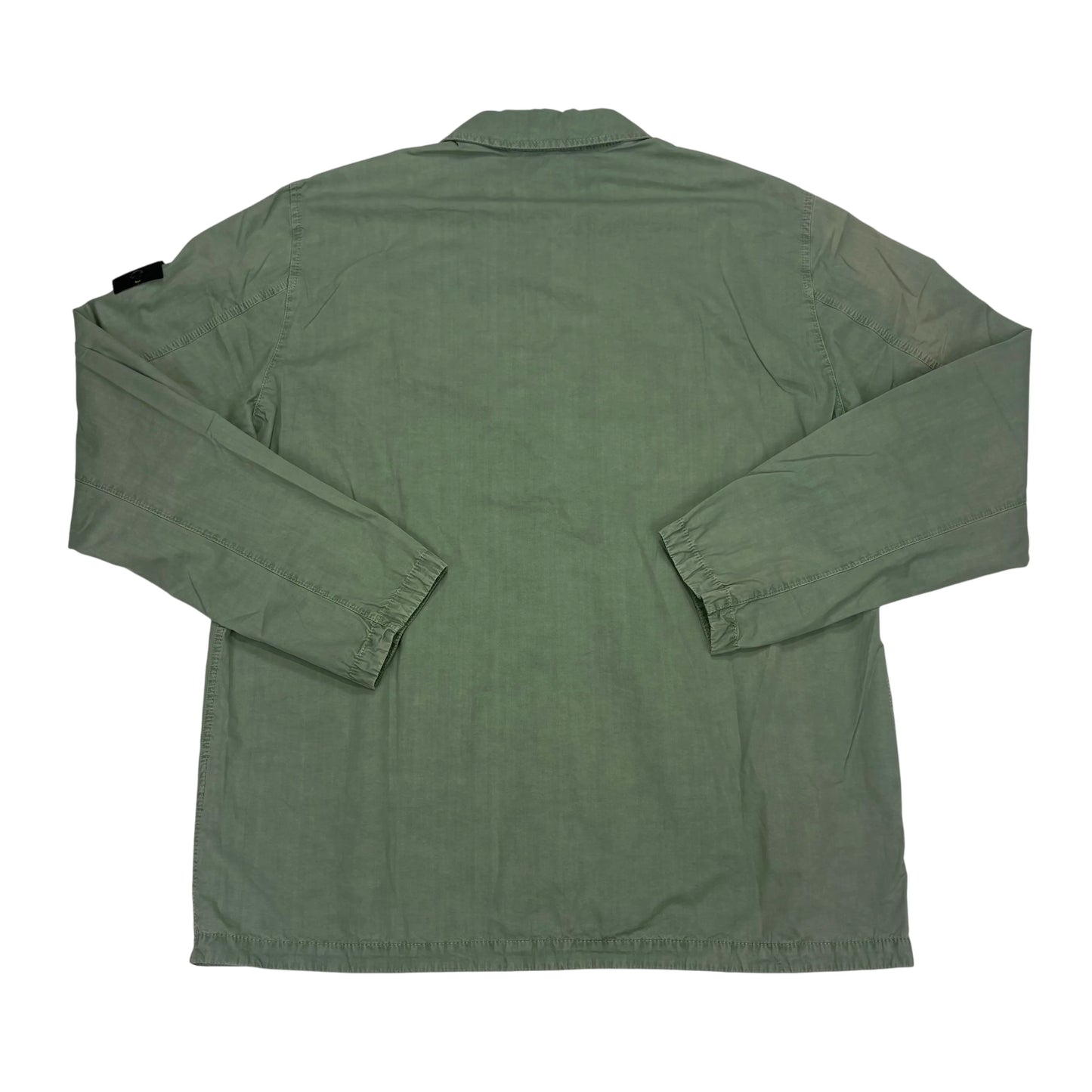 Stone Island Green Brushed Cotton Compass-Patch Overshirt Jacket
