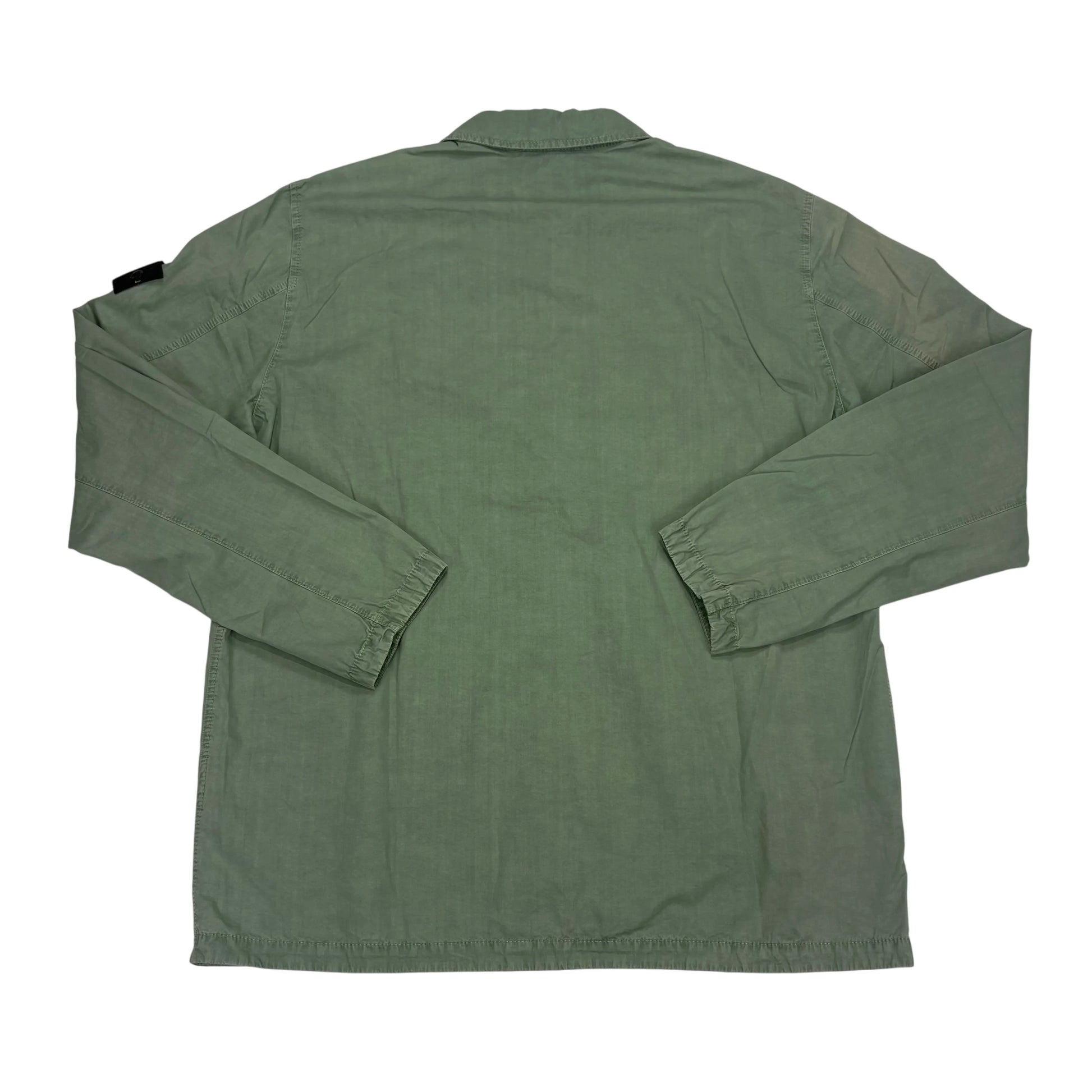 Stone Island Green Brushed Cotton Compass-Patch Overshirt Jacket