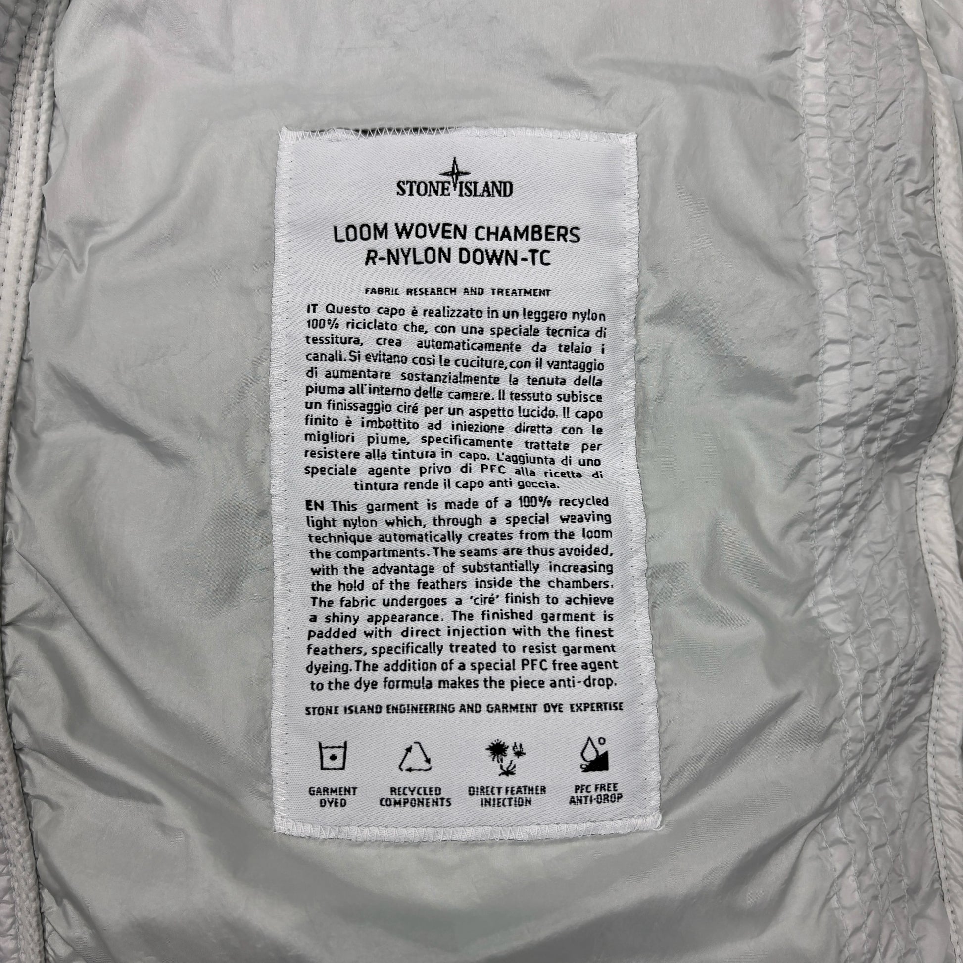 Stone Island Ice Blue Loom Woven Chambers R-Nylon Down-TC Puffer Jacket