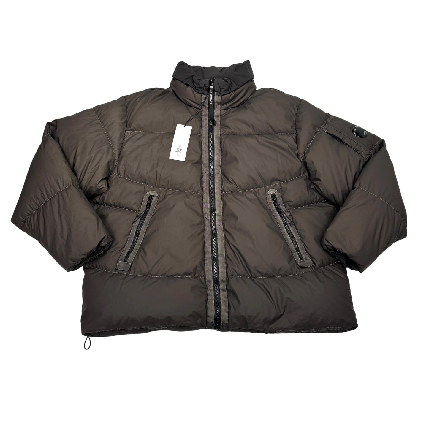 C.p. Company Green Single Goggle BI-TM with Hidden Hood Puffer Jacket