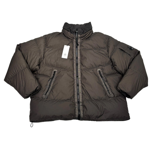 C.p. Company Green Single Goggle BI-TM with Hidden Hood Puffer Jacket