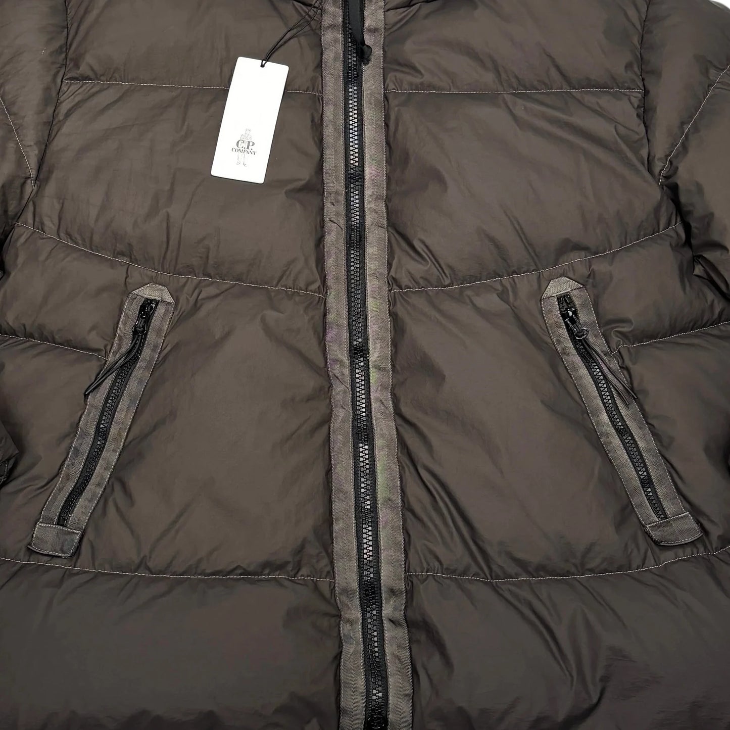 C.p. Company Green Single Goggle BI-TM with Hidden Hood Puffer Jacket